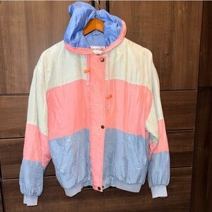 FLAWED Vintage Silk Montage Colorblock Windbreaker Jacket